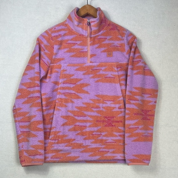 Billabong 1/4 Zip Womens MEDIUM Fleece Pullover Sweatshirt Aztec Southwestern - Picture 1 of 11
